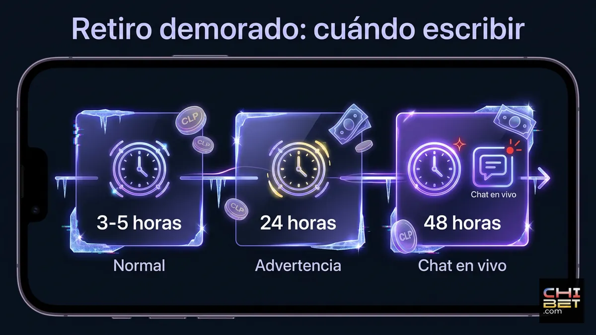 Línea de tiempo de Chibet Chile sobre cuándo escribir al chat si un retiro se demora