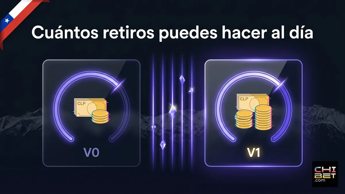 Comparación visual de retiros diarios permitidos en Chibet Chile entre los niveles VIP V0 y V1