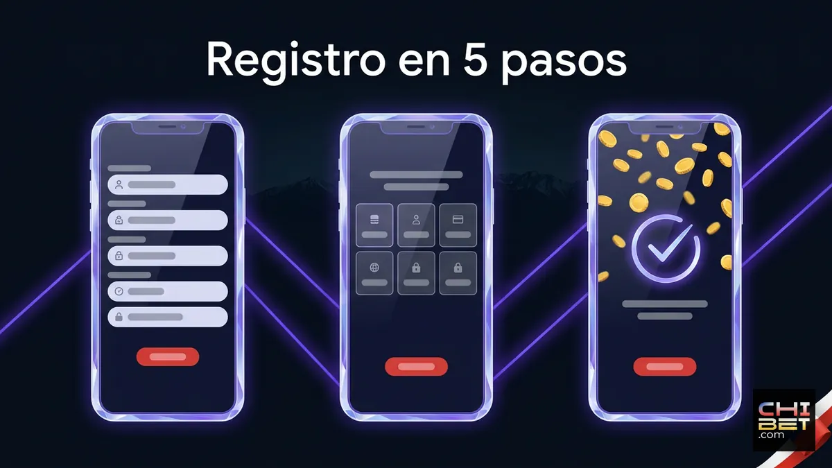 Secuencia de pantallas del formulario de registro de Chibet en pasos simples