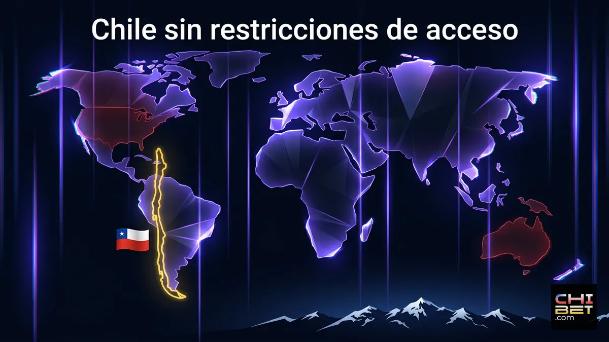 Mapa abstracto que muestra a Chile sin restricciones para acceder a chibet.com